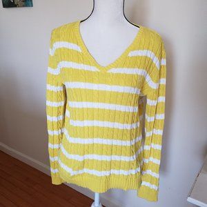 Ralph Lauren Yellow Striped V Neck Sweater